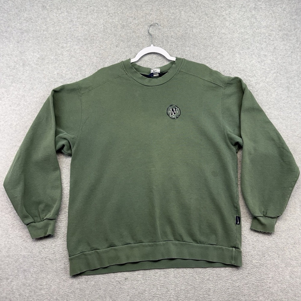 Vintage 90s Green Nike Swoosh Crewneck Sweatshirt Size M USA Faded‎ Grunge Blank